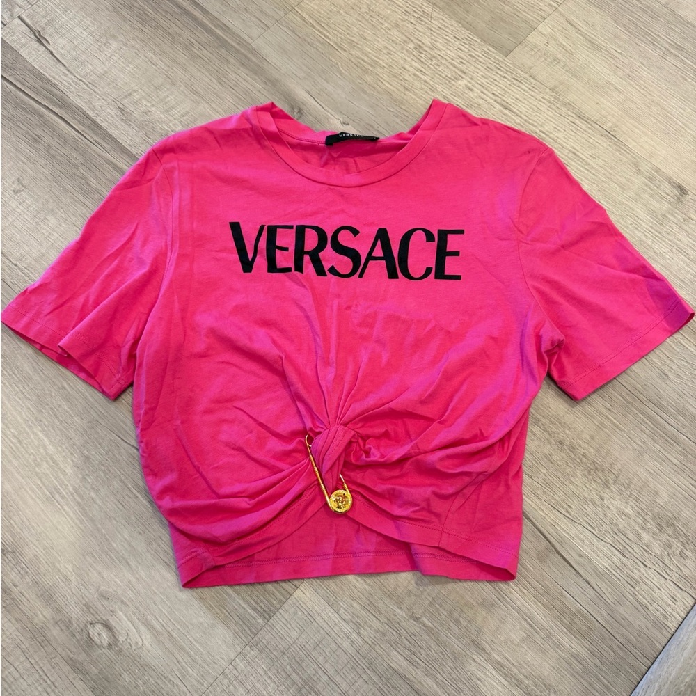 Versace Pink Short Sleeve Tee with Knot